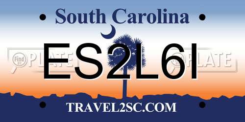 ES2L6I South Carolina License Plate