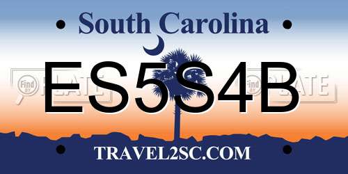 ES5S4B South Carolina License Plate