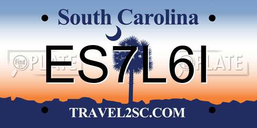 ES7L6I South Carolina License Plate