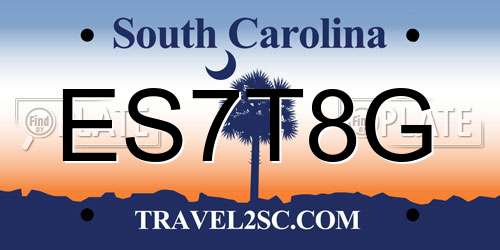 ES7T8G South Carolina License Plate
