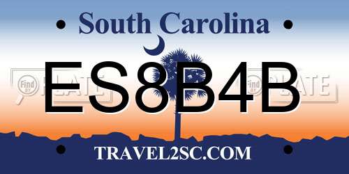 ES8B4B South Carolina License Plate