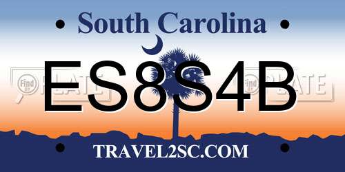 ES8S4B South Carolina License Plate