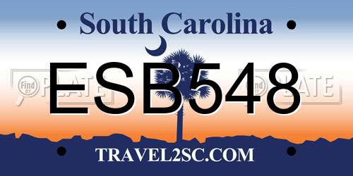 ESB548 South Carolina License Plate