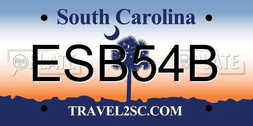 ESB54B South Carolina License Plate