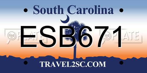 ESB671 South Carolina License Plate