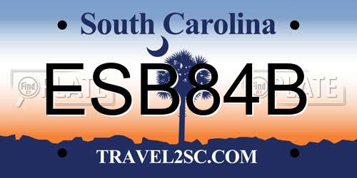 ESB84B South Carolina License Plate
