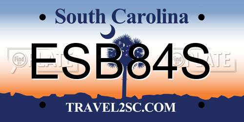 ESB84S South Carolina License Plate