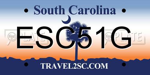 ESC51G South Carolina License Plate