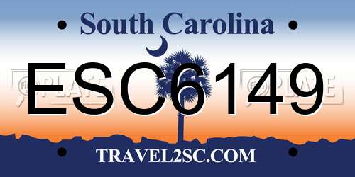 ESC6149 South Carolina License Plate