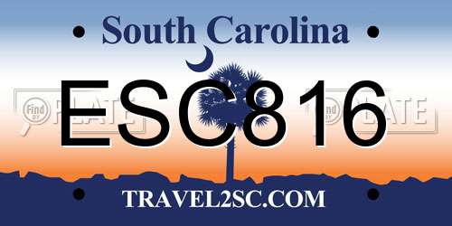 ESC816 South Carolina License Plate