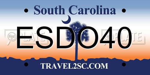 ESDO40 South Carolina License Plate