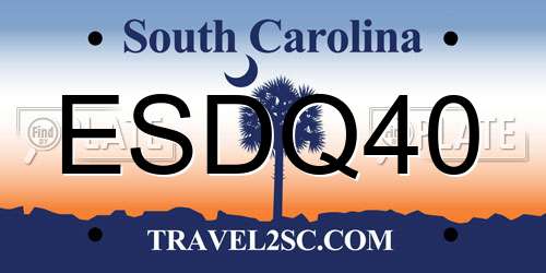 ESDQ40 South Carolina License Plate