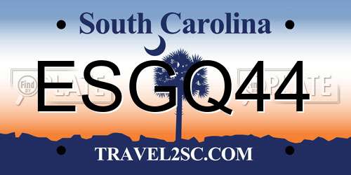 ESGQ44 South Carolina License Plate
