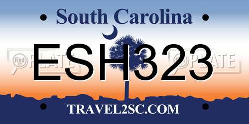 ESH323 South Carolina License Plate