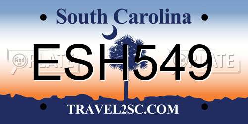 ESH549 South Carolina License Plate