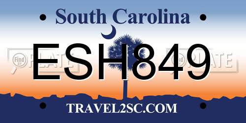 ESH849 South Carolina License Plate