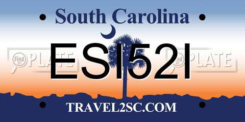 ESI52I South Carolina License Plate