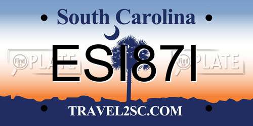ESI87I South Carolina License Plate