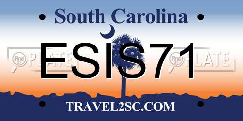 ESIS71 South Carolina License Plate