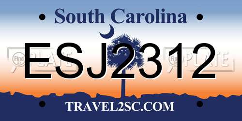 ESJ2312 South Carolina License Plate
