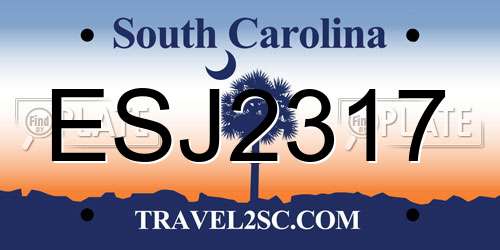 ESJ2317 South Carolina License Plate