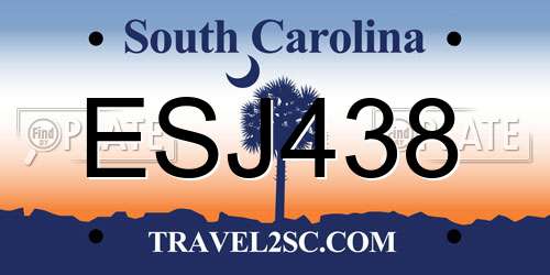 ESJ438 South Carolina License Plate