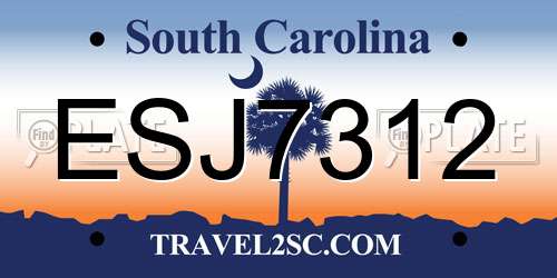 ESJ7312 South Carolina License Plate