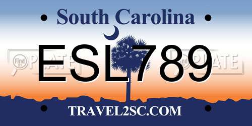 ESL789 South Carolina License Plate