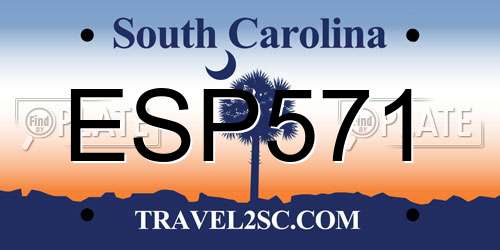 ESP571 South Carolina License Plate
