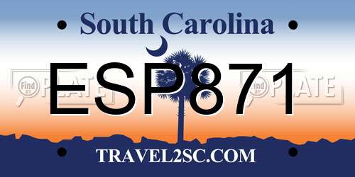 ESP871 South Carolina License Plate