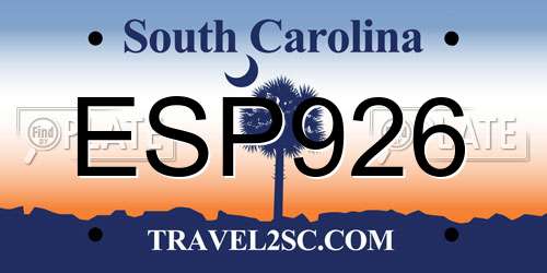 ESP926 South Carolina License Plate