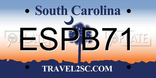 ESPB71 South Carolina License Plate