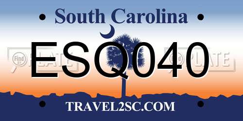 ESQ040 South Carolina License Plate