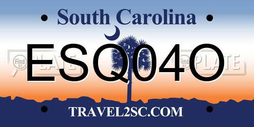 ESQ04O South Carolina License Plate
