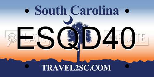 ESQD40 South Carolina License Plate