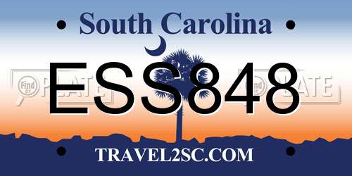 ESS848 South Carolina License Plate