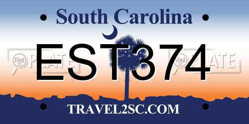 EST374 South Carolina License Plate