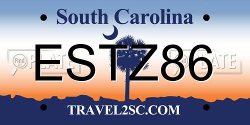 ESTZ86 South Carolina License Plate