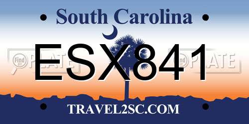 ESX841 South Carolina License Plate
