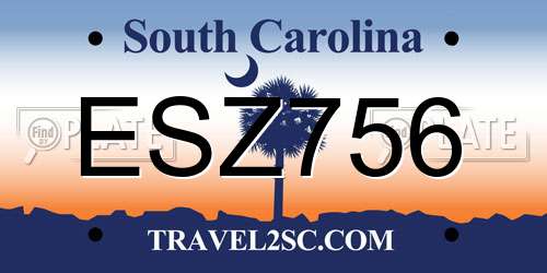 ESZ756 South Carolina License Plate