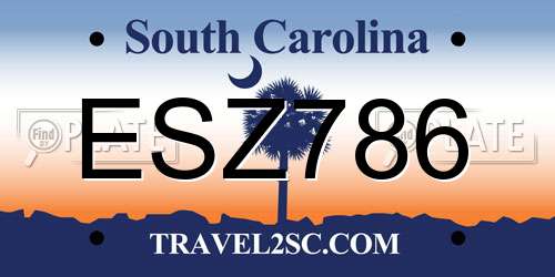 ESZ786 South Carolina License Plate