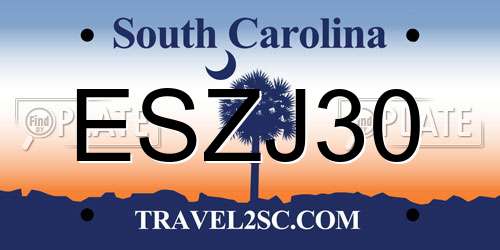 ESZJ30 South Carolina License Plate