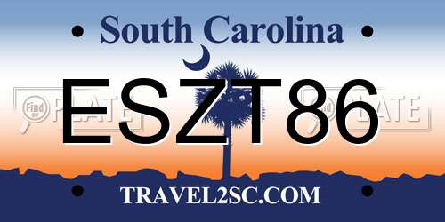 ESZT86 South Carolina License Plate