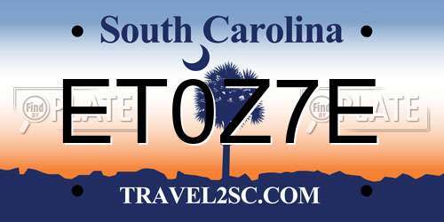 ET0Z7E South Carolina License Plate