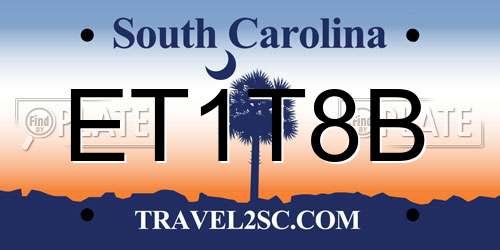 ET1T8B South Carolina License Plate
