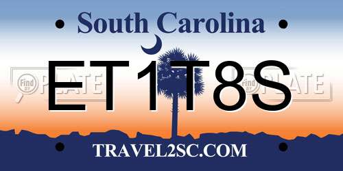 ET1T8S South Carolina License Plate
