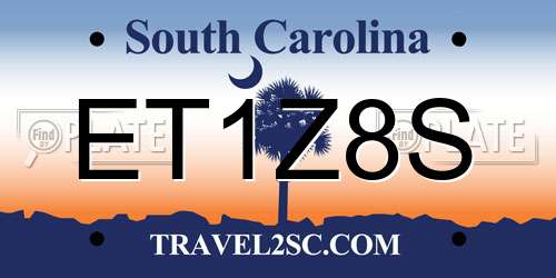 ET1Z8S South Carolina License Plate