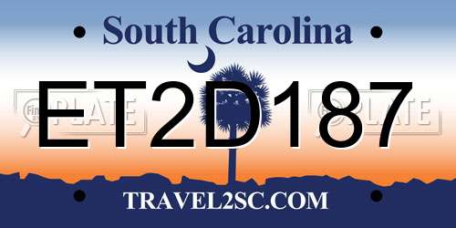 ET2D187 South Carolina License Plate