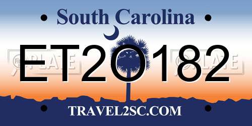 ET2O182 South Carolina License Plate