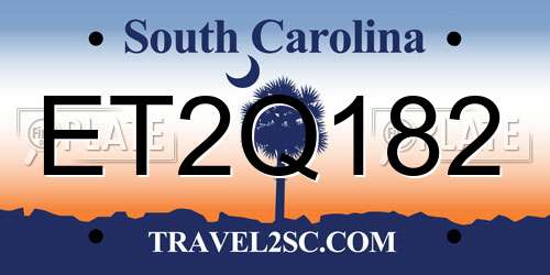 ET2Q182 South Carolina License Plate